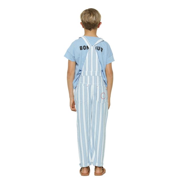 Baby Striped Overalls | Light blue