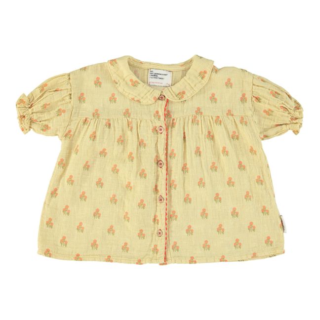 Chemise Gaze de Coton Fleurs | Jaune pâle