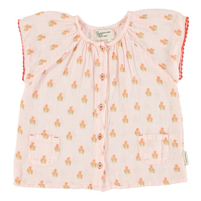 Blouse Gaze de Coton Fleurs | Rose pâle