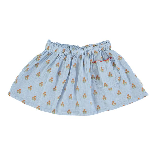 Jupe-Short Gaze de Coton Fleurs | Bleu ciel