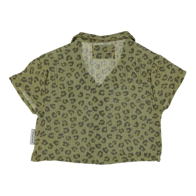 Hemd aus Baumwollgaze mit Leopardenmuster | Khaki