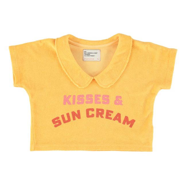 T-Shirt di spugna bio "Kisses" | Giallo