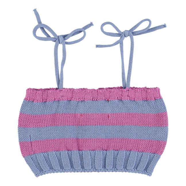 Top Maille Bio à Rayures | Rose fuschia