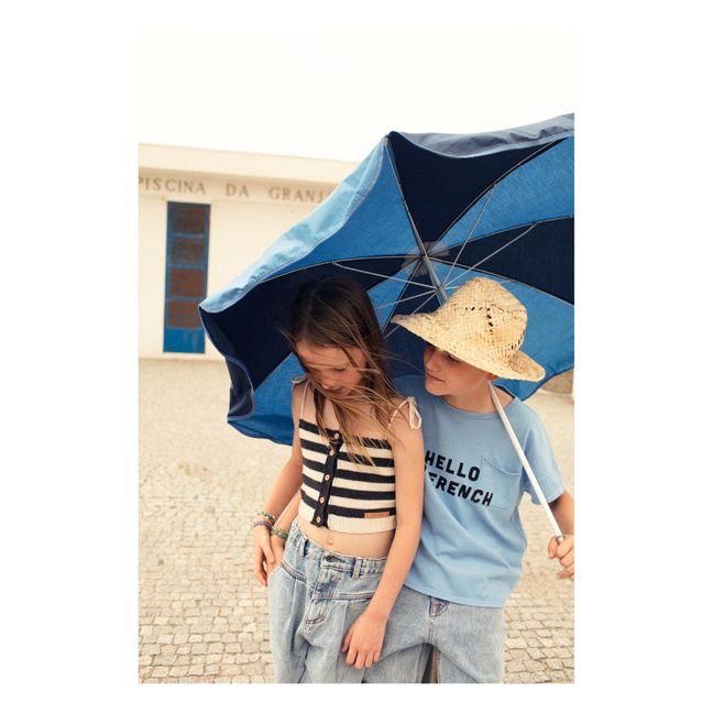 Organic Knit Striped Top | Ecru