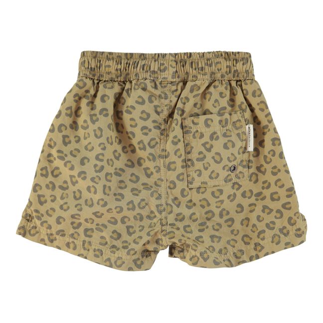 Short de Bain Coton Bio Léopard | Vert kaki