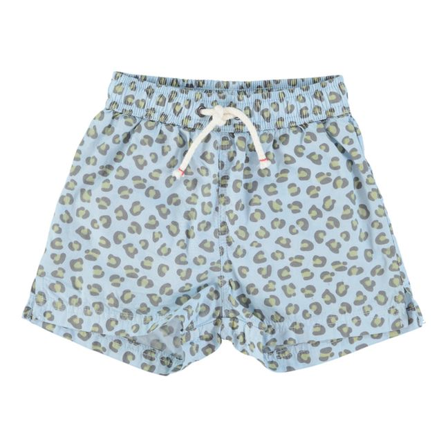 Badeshorts aus Bio-Baumwolle Leopard | Hellblau