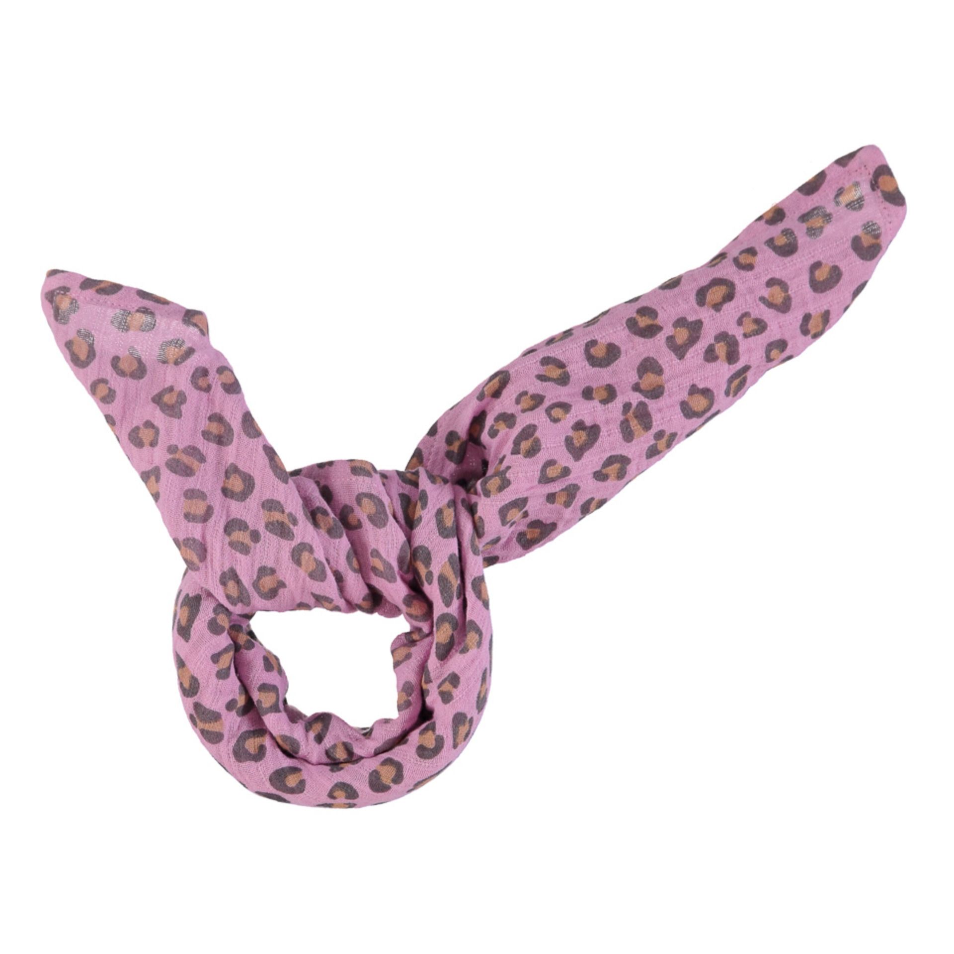 Leopard Print Cotton Muslin Headband | Rosa Fushia- Imagen del producto n°0