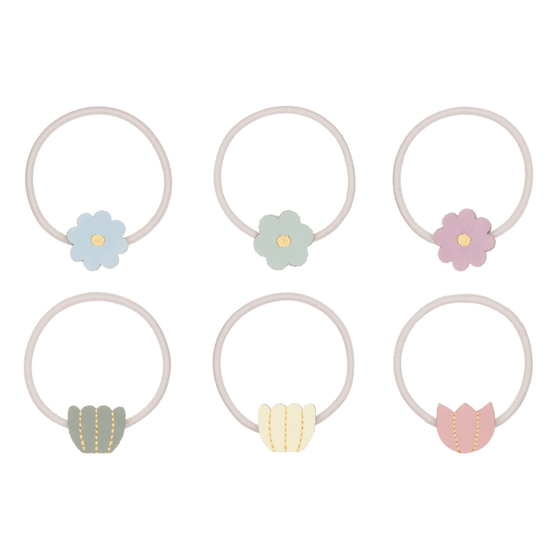 Flower Scrunchies - Set of 6 | Light blue- Product image n°0