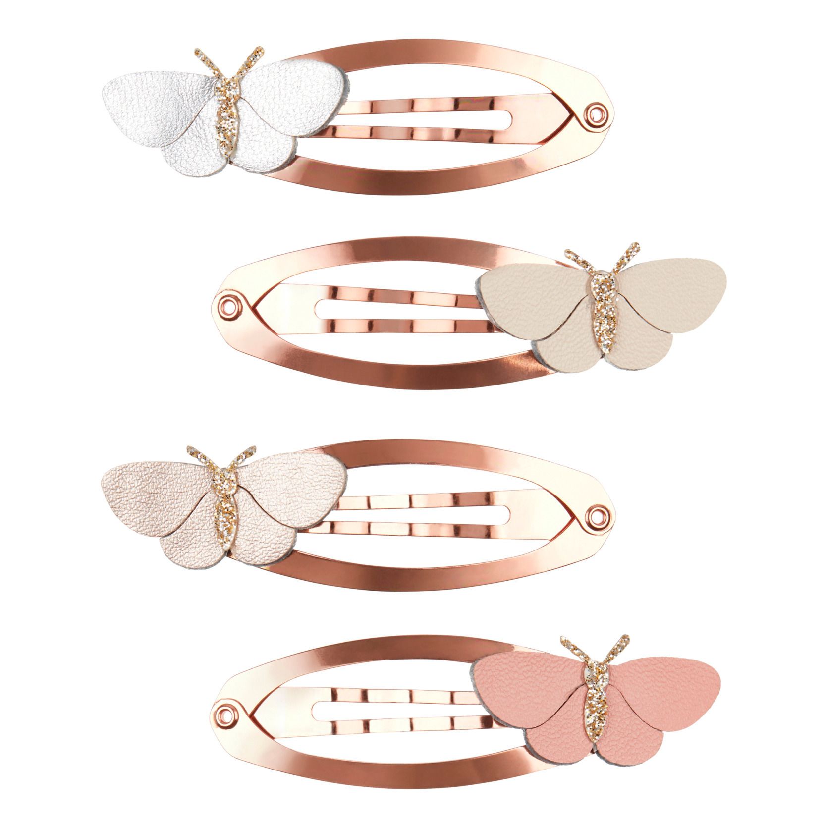 Butterfly Hair Clips - Set of 4 | Pink Gold- Product image n°0