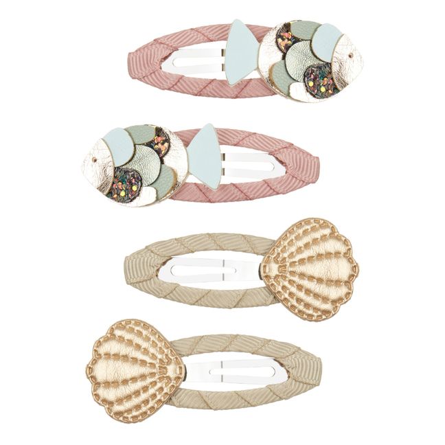 Set 4 Barrettes Coquillage | Pale pink
