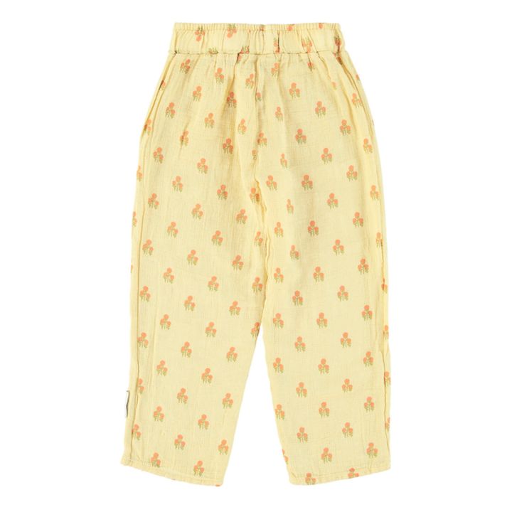 Piupiuchick - Flower Cotton Gauze Pants - Pale yellow | Smallable