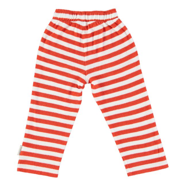 Pantalon Coton Bio Eponge à Rayures | Rouge