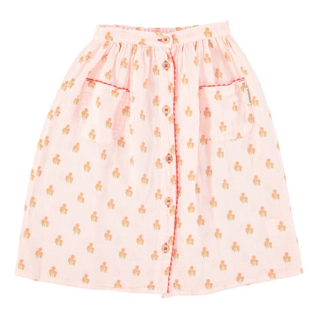 Organic Cotton Gauze Flower Long Skirt | Pale pink