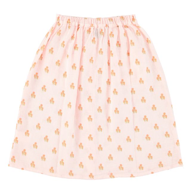 Organic Cotton Gauze Flower Long Skirt | Pale pink