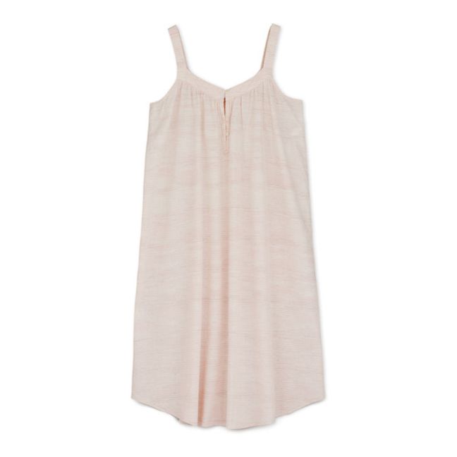 Chemise de Nuit Heaven Fines Rayures Coton Bio | Rose pâle