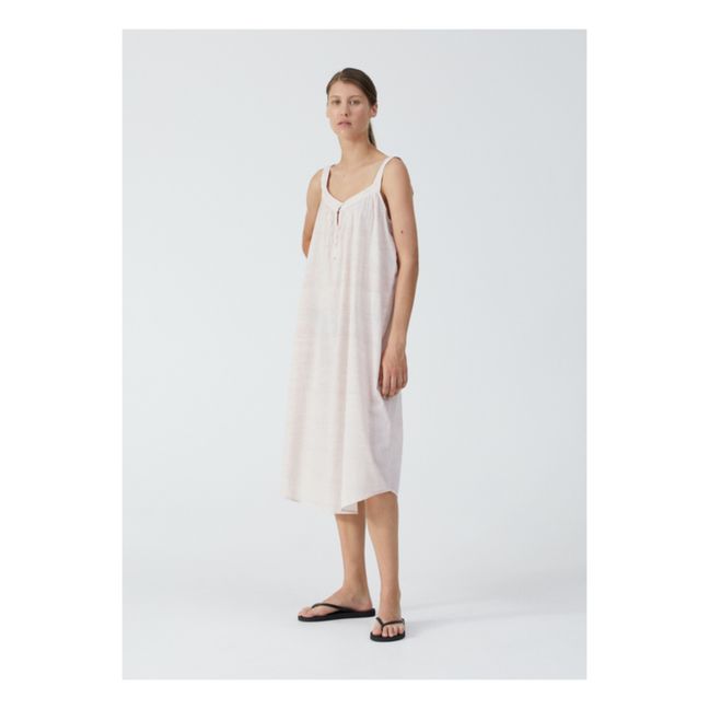 Chemise de Nuit Heaven Fines Rayures Coton Bio | Rose pâle