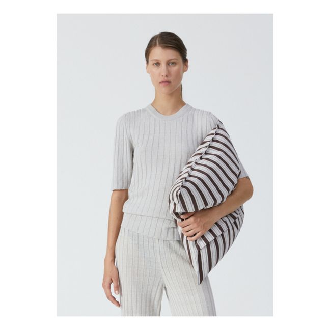 T-shirt Demi Côtelé Lin | Gris clair