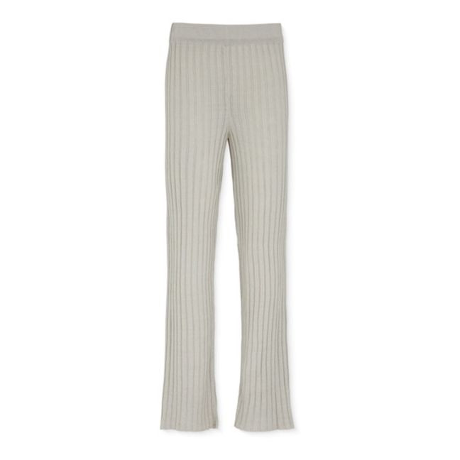 Miri Linen Ribbed Knit Pants | Grigio chiaro