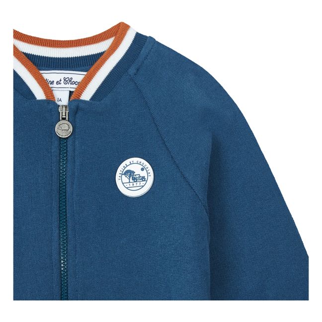 Bomber de muletón con cremallera | Azul Marino