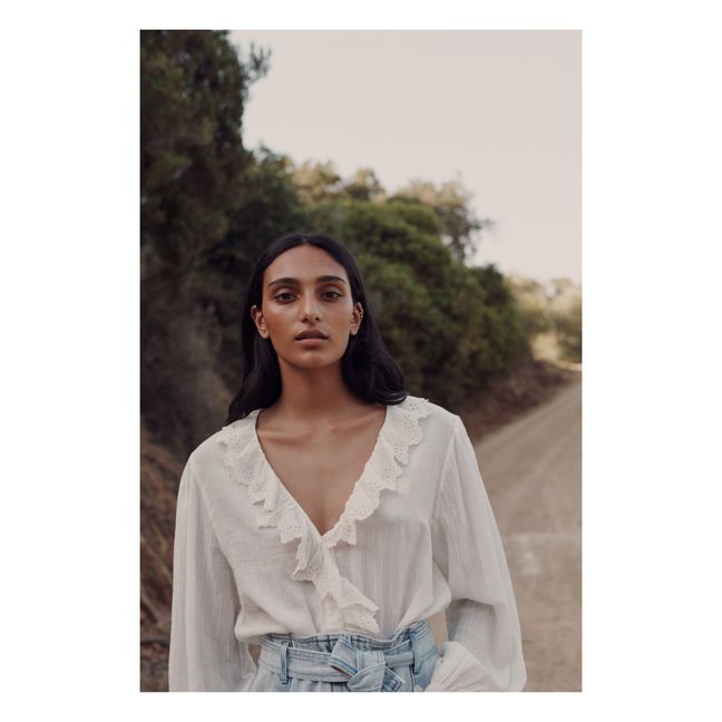 Blusa de gasa de algodón orgánico Lorina | Crudo