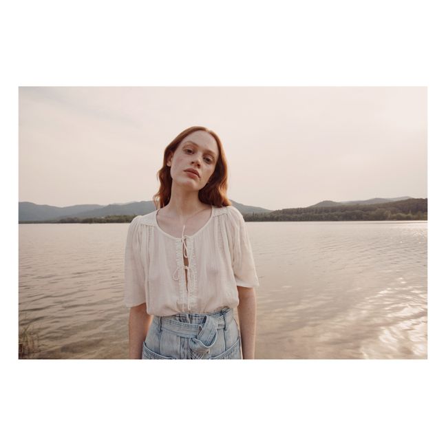 Blusa de gasa de algodón orgánico Marine | Crudo
