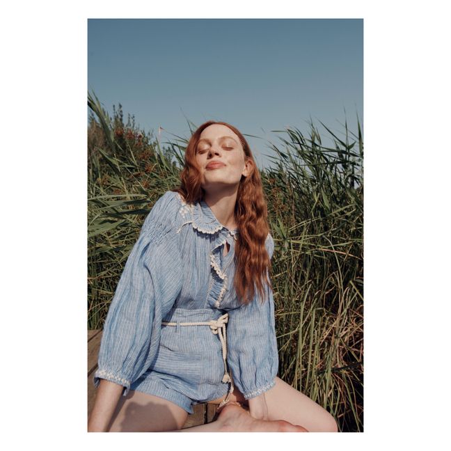 Virgin Striped Linen Shorts | Azul
