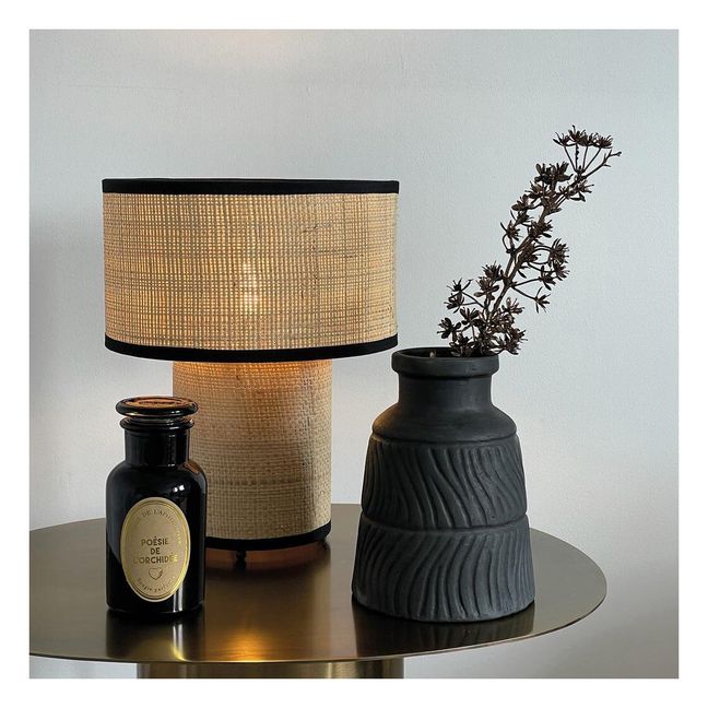 Hängelampe aus Raffia  | Schwarz