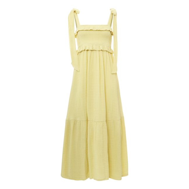 Erika Cotton Muslin Maxi Dress | Pale yellow