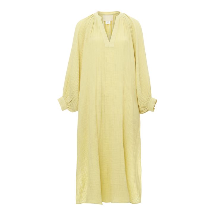 Anaak Jhula Cotton Muslin Maxi Dress Pale yellow Smallable