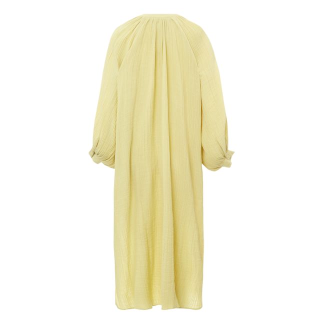 Kleid Jhula Maxi Gaze aus Bio-Baumwolle | Blasses Gelb