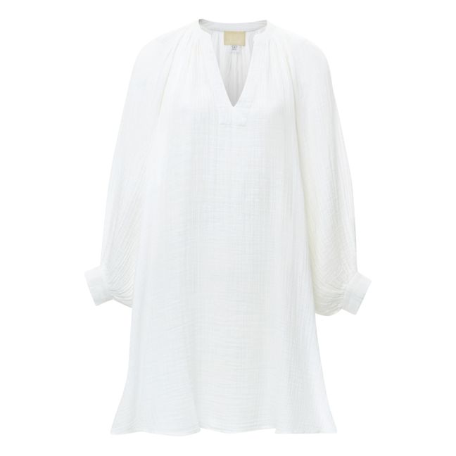 Jhula Organic Cotton Muslin Mini Dress | White