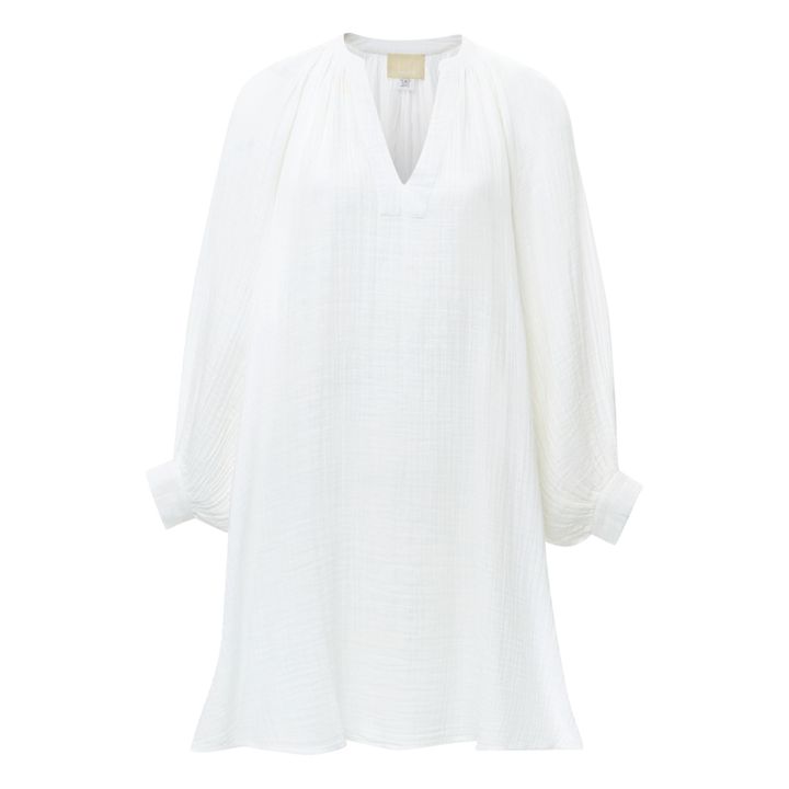 Jhula Organic Cotton Muslin Mini Dress | Blanco- Imagen del producto n°0
