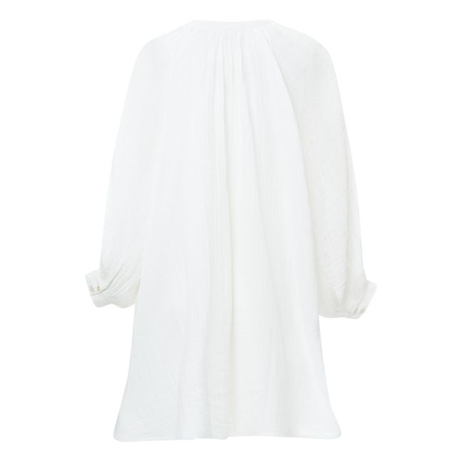 Vestido de doble gasa de algodón orgánico Jhula | Blanco