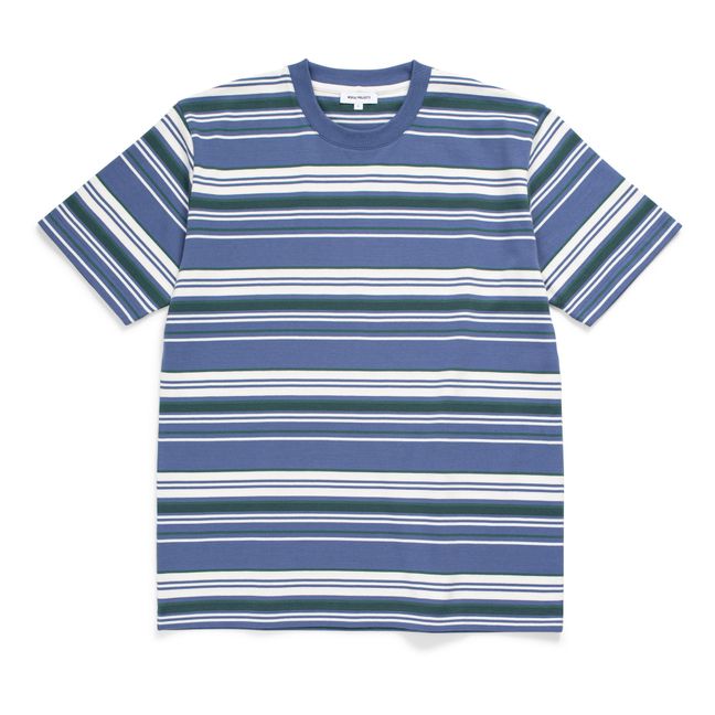 Camiseta de algodón orgánico Weekend Stripe Johannes | Azul índigo