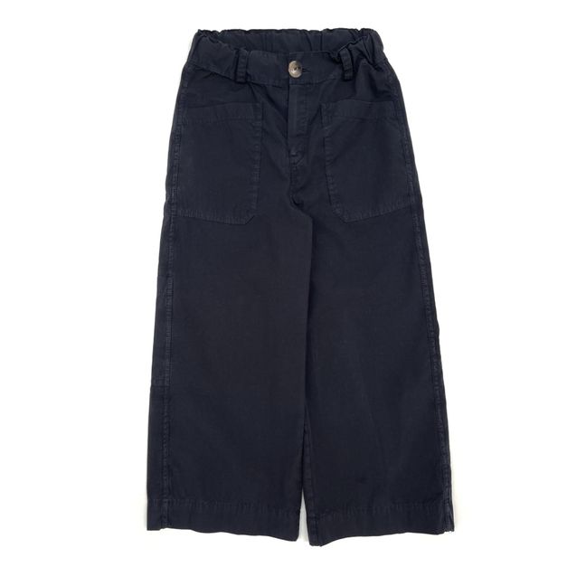 Organic Cotton Straight-Leg Trousers | Navy