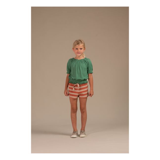 Organic Cotton Terry Cloth Striped Shorts | Beige
