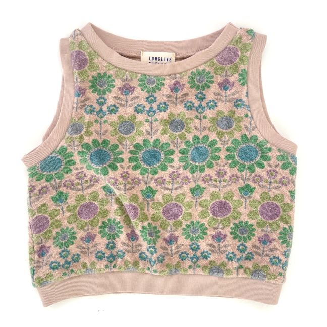 Top con stampa in spugna di cotone organico | Blu