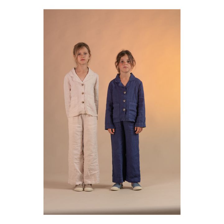 Pantalon Droit Lin | Bleu nuit- Image produit n°1
