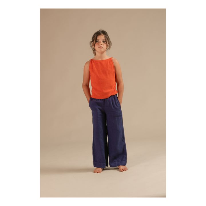 Straight Linen Trousers | Azul Noche- Imagen del producto n°2