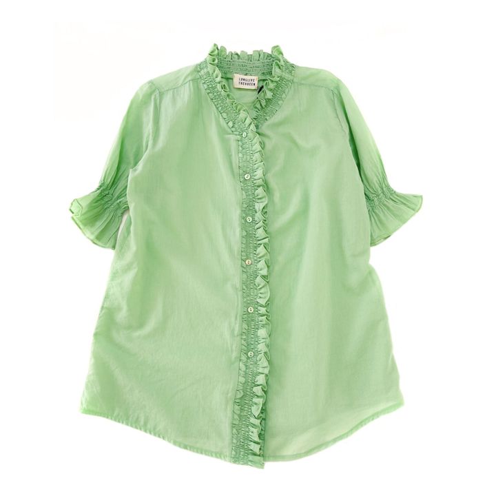 Vestido de algodón orgánico Zoe | Verde- Imagen del producto n°0