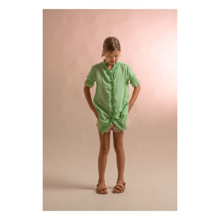 Vestido de algodón orgánico Zoe | Verde- Imagen del producto n°1