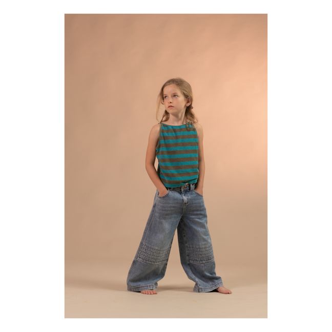 Top a righe in spugna di cotone organico | Blu
