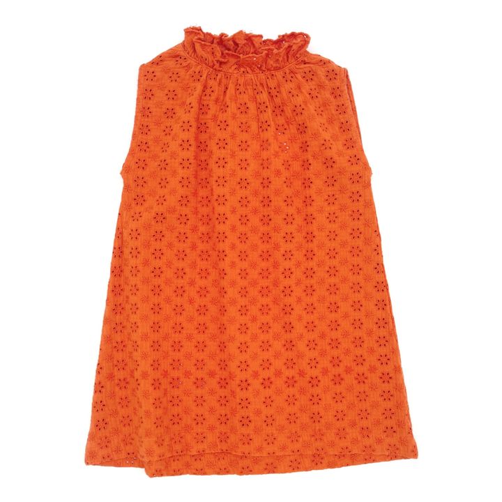 Organic Cotton Embroidered Dress | Orange- Product image n°0