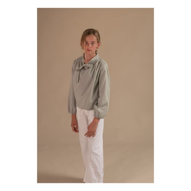 Blouse Bow Coton Bio | Gris clair