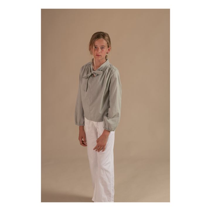 Organic Cotton Bow Blouse | Light grey- Product image n°1