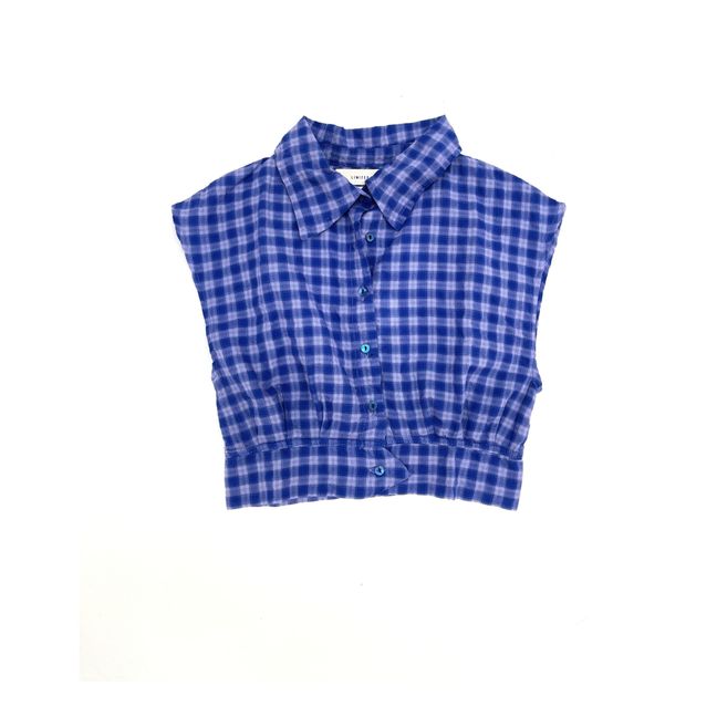 Recycled Cotton Cropped Blouse | Blue