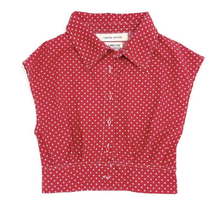 Recycled Cotton Cropped Blouse | Red- Product image n°0