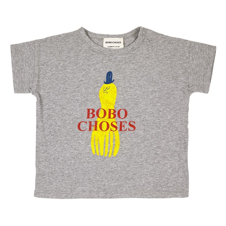 Bobo Choses - Baumwolle Meliert Smallable T-Shirt Grau - Tintenfisch aus nachhaltiger 