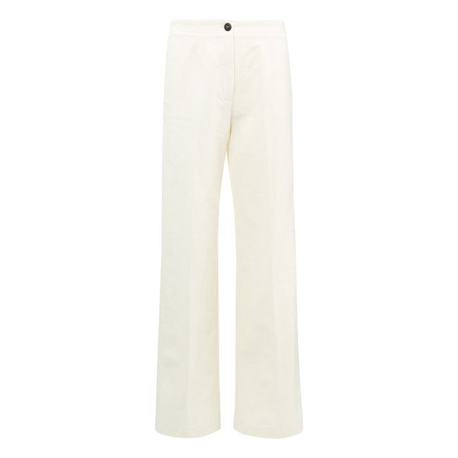 Wool and Cotton Straight-Leg Trousers | Grauweiß