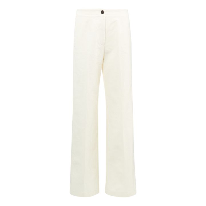 Wool and Cotton Straight-Leg Trousers | Blanco Roto- Imagen del producto n°0